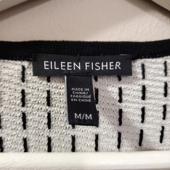 Eileen Fisher - Textured Line Print Top Silk Blend - Size M - Picture 4 of 7
